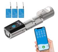 RUILON Serrure empreinte digitale - Touch41 Serrure connectee porte entree IP65 avec 3 cartes RFID, Cylindre biometrique 40x30 pour épaisseur de porte 50-100 mm Maison Bureau facile à installer