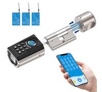 RUILON ToucA51 Serrure biometrique porte d'entree - IP65 Serrure code et empreinte digitale avec 3 cartes RFID, Cylindre connecté facile à installer, Convient aux portes d'une épaisseur de 30-70 mm