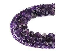 Ruilong Perles à facettes en pierre naturelle de qualité AA+ pour la fabrication de bijoux (améthyste, 8 mm)