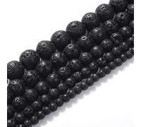 Ruilong - Perles de lave en vrac - 4 mm, 6 mm, 8 mm, 10 mm, 12 mm, 14 mm , Noir , 6 mm