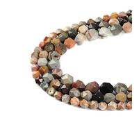 Ruilong Perles en pierre naturelle à facettes de qualité AA+ DIY Gemmes précieuses en fil libre pour la fabrication de bijoux (Picture Jasper, 8MM)