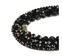 Ruilong Perles en pierre naturelle à facettes de qualité AA+ pour la fabrication de bijoux (obsidienne dorée, 6 mm)