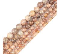 Ruilong Perles en vrac naturelles, véritables pierres précieuses rondes lisses pour la fabrication de bijoux, environ 39,3 cm, Pierre de lune., 6MM