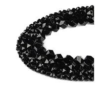 Ruilong Perles facettées de grade AA+ en pierre naturelle - Perles précieuses en pierres précieuses en vrac pour fabrication de bijoux (Agate noire, 8 mm)