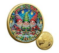 Ruilonghai Jetons de Noël,Pièce commémorative de Noël, Pièce Souvenir du Nouvel an Gnomes, Pièce commémorative décorative en métal de 4cm/1.57 Pouces, pièce de défi colorée sur Le thème des Vacances