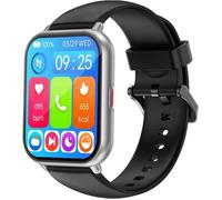 RUIMEN Montre Connectée Femme Homme Appel Bluetooth Smartwatch Podometre Cardiofrequencemetre Oxymetre Montre Telephone pour iPhone Android Etanche IP68 Montre Sport Multifonction (Argente Noir)