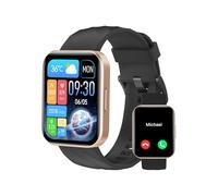 RUIMEN Montre Connectée Homme Femme Smartwatch Appel Bluetooth Montre Sport Podometre Cardiofrequencemetre Oxymetre Multisport pour Android iOS Or Noir