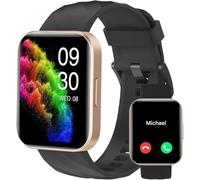 RUIMEN Montre Connectée Homme Smartwatch avec Appel Bluetooth Montre Sport Waterproof avec Podometre Cardiofrequencemetre Oxymetre Multisport Chronometre Notification SMS/Appel (Black Gold)