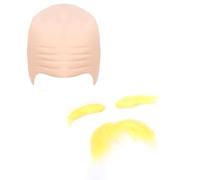 Ruimou 1 set fausse barbe jaune, faux sourcils et bonnet chauve en latex pour enfants, adultes, événements cosplay scolaires, soirées déguisées, soirées sur le thème d'Halloween et de Noël