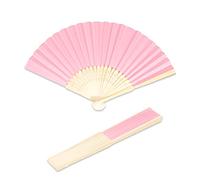 Ruimou Lot de 10 éventails pliants en bambou (21 cm) pour loisirs créatifs, peinture, mariage, décoration (rose)