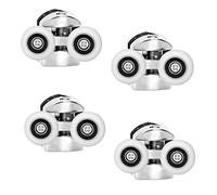 Ruimou Lot de 4 roues doubles pour porte de douche de 23 mm de diamètre (alliage de zinc + ABS) pour poulies de roulement de salle de bain, pièces de rechange haut/bas (roue supérieure - 23 mm - 4