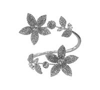RUINBNC Bracelet tendance à extrémité ouverte avec strass et fleur réglable pour une tenue élégante, One Size, Comme décrit, Comme décrit.