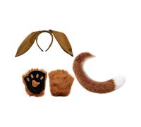 RUINBNC Ensemble d ' accessoires de costume, longues oreilles, | Bandeau à longues oreilles, gants en forme de patte, en peluche, Halloween, Cosplay, fête, événement,