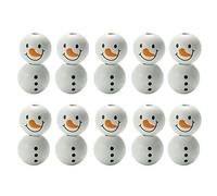 RUINBNC Lot de 20 perles rondes en bois de 20 mm en forme de bonhomme de neige pour décoration de fête d'Halloween, jouets pour enfants, perles rondes en vrac