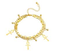 RUINBNC Stylish Beaded Chain Featuring Crucifix Pendant Religious Jewelry for Ladies Beaded Pendant Bangle
