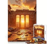 Ruines Antiques au Coucher du Soleil Puzzle de 1000 pièces pour Adolescents Stimule la mémoire Attente agréable Pendant Les Moments de détente Découpe de qualité Idée Cadeau de Noël Chic (50x75cm)