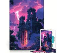 Ruines Antiques au Coucher du Soleil Puzzle de 1000 pièces pour Adultes Jeu de résolution de problèmes Qualité Professionnelle Activité relaxante de Groupe en intérieur (38x52cm)