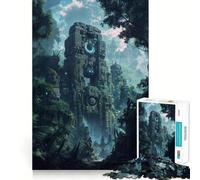 Ruines Antiques dans la Jungle Puzzle Adulte 1000 pièces Jeu de mémoire Amusant Assemblage Stable,pièces Qui ne bougent Pas Format Compact Idéal pour des Moments de Jeu en Famille (38x52cm)