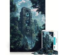 Ruines Antiques dans la Jungle Puzzle de 1000 pièces Jeu de réflexion et d'exercice Emboîtement précis sans espaces Défi cérébral interactif pour la Maison (50x75cm)
