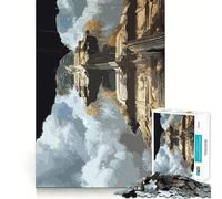 Ruines de Temple reflétées Puzzle de 1000 pièces pour Adultes Jeu de logique Fine Loisirs Bords Nets Objet de Collection (38x52cm)