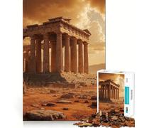 Ruines d'un temple antique au coucher du soleil Puzzle de 1000 pièces pour adultes Jeu de mémoire et de concentration Ajustement parfait Format compact Idéal pour des moments de jeu en famille 38x26cm