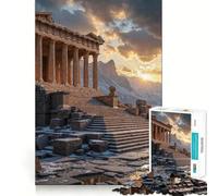 Ruines d'un temple antique au coucher du soleil Puzzle de 1000 pièces pour adultes Jeu de mémoire et de concentration Ajustement parfait Format compact Idéal pour des moments de jeu en famille 50x75cm