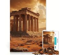 Ruines d'un temple antique au coucher du soleil Puzzle pour adultes 1000 pièces Stimule la concentration Jeu amusant Taille uniforme Pièces précises Activité de partage idéale pour les proches 38x52cm