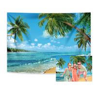 RUINI Toile de fond en polyester pour plage tropicale, palmiers d' t , toile de fond pour photographie, mer bleue, ciel, soleil, d coration de f