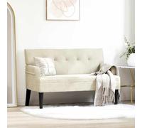 RuiNingRN Banc Chesterfield en velours rembourré avec dossier pour salon, chambre à coucher, salle à manger, cadre en bois stable, rembourrage confortable, style élégant Crème 112 x 65,5 x 75 cm