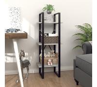 RuiNingRN Bibliothèque à 3 compartiments - Gris béton - 40 x 30 x 105 cm - En bois - Montage mural - Organiseur de rangement pour salon, bureau, chambre d'enfant, couloir