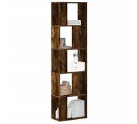 RuiNingRN Bibliothèque à 5 étagères, chêne fumé, 45 x 23,5 x 162,5 cm, avec espace de rangement, séparateur de pièce, montage mural, convient pour salon, bureau, chambre d'enfant, couloir, étagère