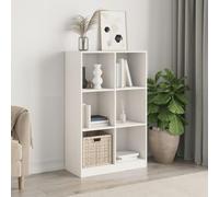RuiNingRN Bibliothèque blanche 70 x 33 x 110 cm en pin massif avec 6 compartiments pour salon, bureau et chambre d'enfant, rangement stable, solution de rangement décorative, montage mural possible