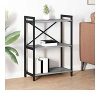 RuiNingRN Bibliothèque grise Sonoma 60 x 30 x 85 cm en bois avec cadre en acier noir, autonome, design stable, idéale pour un bureau moderne, un salon ou une chambre d'enfant
