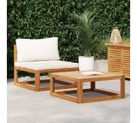 RuiNingRN Canapé de jardin modulaire avec coussins pour terrasse, balcon, véranda, ensemble de 2 pièces en bois d'acacia avec coussins d'assise et coussins de dossier pour une assise confortable en