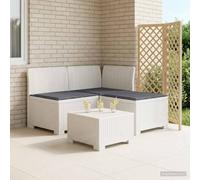 RuiNingRN Canapé de jardin modulaire avec coussins, résistant aux intempéries et aux UV, pour terrasse, balcon, jardin d'hiver, salon confortable avec module d'angle et central en blanc