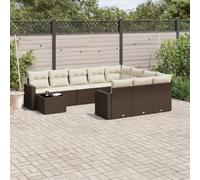 RuiNingRN Ensemble de canapé de jardin modulaire 11 pièces avec coussins, module d'angle et central, rotin synthétique résistant aux intempéries, table, espace de rangement, housses amovibles, pour