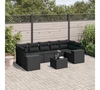 RuiNingRN Ensemble de canapé de jardin modulaire 8 pièces avec coussins, lounge, module d'angle et central, design résistant aux intempéries, pour terrasse, balcon, véranda, coussins et table en verre