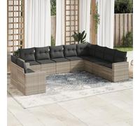 RuiNingRN Lot de 10 canapés de jardin modulaires avec rembourrage, module d'angle et central, rotin résistant aux intempéries, coussins de siège confortables, espace de rangement, pour terrasse