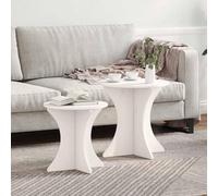 RuiNingRN Lot de 2 tables basses blanches en pin massif avec étagère de rangement pour salon et bureau, extensibles, pliantes, décoratives, durables, pour les espaces de vie confortables