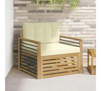 RuiNingRN Mobilier de jardin d'extérieur modulaire avec rembourrage pour terrasse, balcon, véranda, blanc, bois d'acacia résistant aux intempéries, confortable, durable, polyvalent, coussin inclus