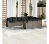 RuiNingRN Salon de jardin modulaire 10 pièces avec rembourrage, module d'angle et central, rotin synthétique résistant aux intempéries, housses hydrofuges, salon flexible pour terrasse, balcon ou