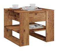 RuiNingRN Table basse aspect bois vieilli 55,5 x 55 x 45 cm avec espace de rangement, table de rangement pour salon, salon, bureau, extensible, robuste et facile d'entretien pour des moments de
