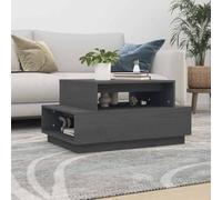 RuiNingRN Table basse grise 80 x 55 x 40,5 cm en pin massif avec cadre stable, plateau de table spacieux et espace de rangement, idéale comme table d'appoint, table de canapé ou meuble de salon
