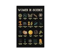RUINOSAU Toile murale sans cadre avec inscription Women in Science Poster pour école, salle de classe, chambre d'enfant, salon, décoration murale d'intérieur moderne, cadeau 30 x 45 cm