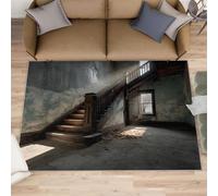 Ruins Tapis lavable et antidérapant pour chambre à coucher Motif maisons abandonnées 160 x 200 cm