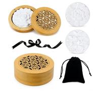 RUINUVYS Duftstein für ätherische Öle 1 Pierre diffuseur en plâtre avec boîte en Bambou 9 x 9 x 2,3 cm, Sachet Cordon, diffuseur sans électricité pour Voyage, Bureau, Chambre, Voiture