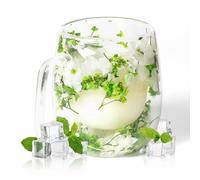 RUIOMII 370ml Getrocknete Fleur Tasse a Cafe Double Paroi, Tasse Thé mit Henkel, Isolierte Kaffeetasse Geburtstagsgeschenke für Mama Freundin Lehrerin