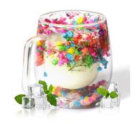 RUIOMII 370ml Getrocknete Fleur Tasse a Cafe Double Paroi, Tasse Thé mit Henkel, Isolierte Kaffeetasse Geburtstagsgeschenke für Mama Freundin Lehrerin