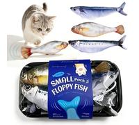 Ruioomeep Lot de 3 poissons électroniques pour animaux de compagnie - Jouet électrique interactif pour chat - Jouet flottant avec herbe à chat - 3 modes et activation du mouvement