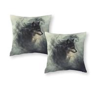 RUIOQAW Lot de 2 taies d'oreiller à Motif « Esprit du Loup Noir », Coussins Standards de Luxe à Petit Prix pour la décoration printanière de la Maison, 40 x 40 cm.